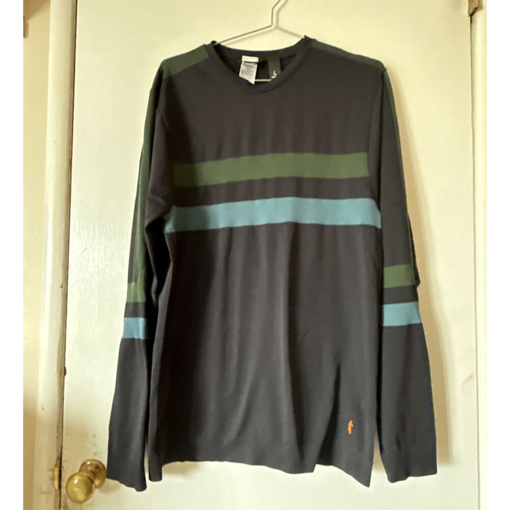 Cotopaxi Debajo Seamless Black Striped Hiking Athletic Long Sleeve Shirt | Large